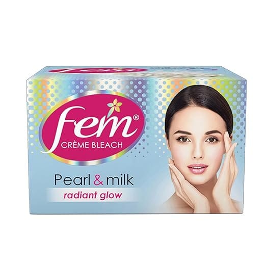 Fem Fairness (Pearl & Milk) Crème Bleach - 24g | Advanced Skin Radiance System | Enriched with Goodness of Real Pearl Essence, Vitamin E & Milk | With Rejuvenating Fragrance | No Added Parabens, Silicones & Ammonia