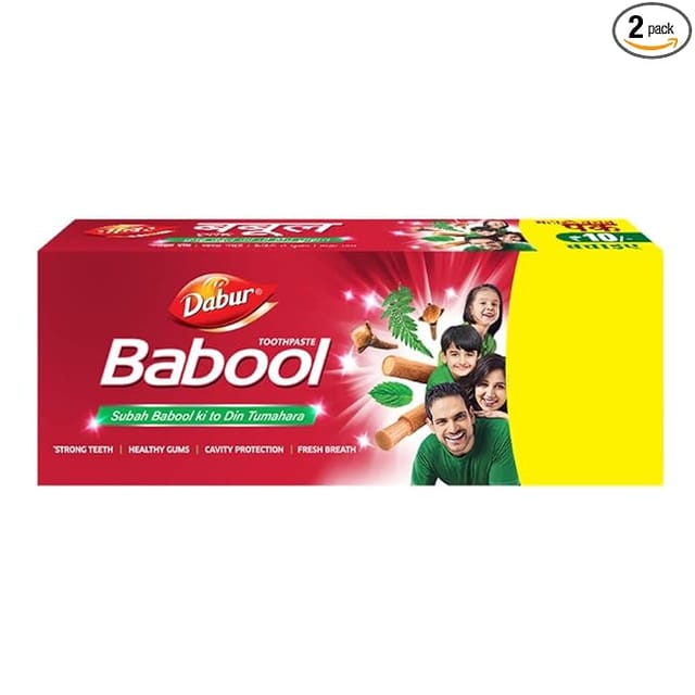 Dabur Babool Ayurvedic Toothpaste -350g (175g x 2, Pack of 2) | For Strong Teeth & Healthy Gums | Helps in Cavity Protection, Fresh Breathe | All Round Protection