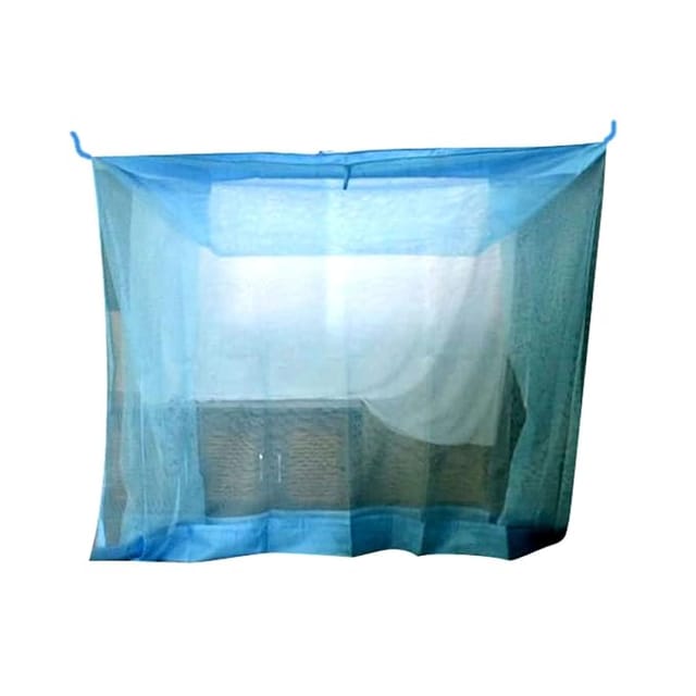 Ans Mosquito net King Size Hdpe Net 6.5x6.5 ft Double Bed Heavy Quality Blue Nylon Fabric Durable and Non Toxic Material