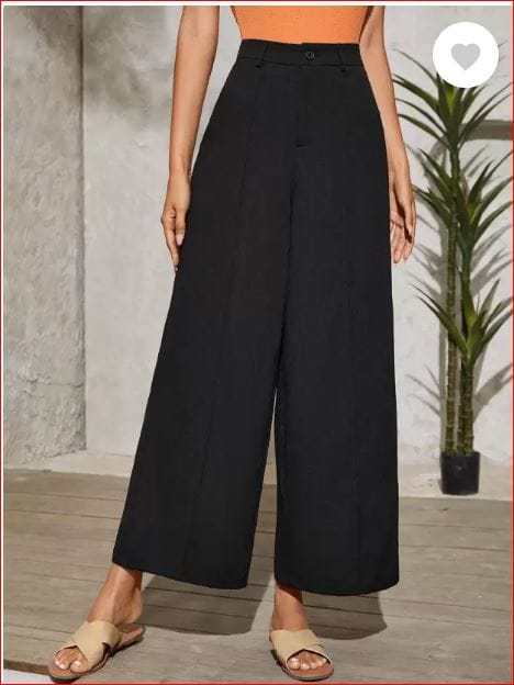 Women Flared Black Viscose Rayon Trousers