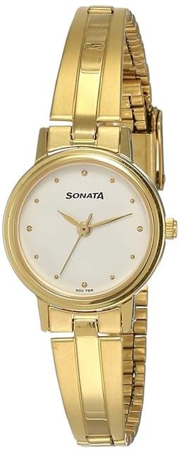 Sonata Quartz Analog White Dial Stainless Steel Strap Watch for Women-NS8096YM04