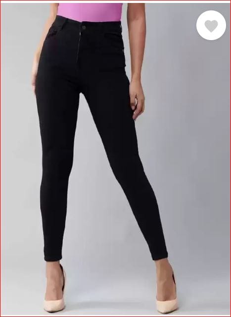 Women Slim High Rise Black Jeans