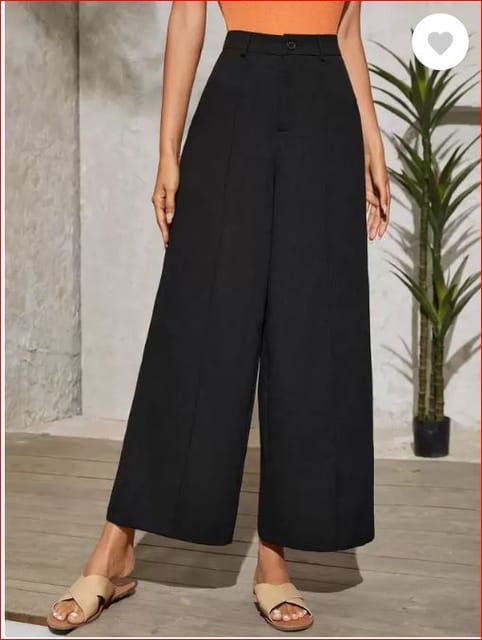 Women Flared Black Viscose Rayon Trousers