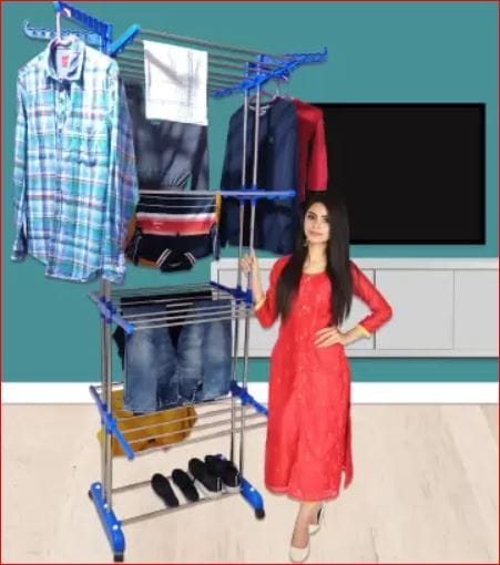 FAVOUR Steel, Aluminium, Plastic Floor Cloth Dryer Stand FA-CDS-B2SS-4T-0101  (4 Tier)