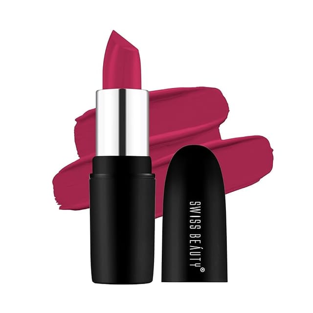 Swiss Beauty Pure Matte Creamy Lipstick | Non-drying, Highly pigmented Lipstick | Shade- Bold Wine, 3.8gm|