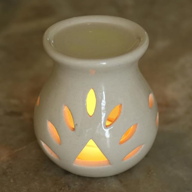 Pure Source India Ceramic Aroma Burner (Off-White), 3.5 x3.5 (PSIA97OFWT1TLTFBA)