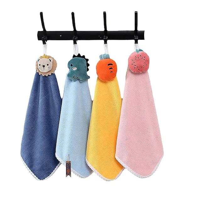 CLUZE Super Soft Cute Hanging Hand Towel for Kitchen and Bathroom | Ultra Absorbent Thick Coral Velvet Hand Towels with Hanging Loop Fast Drying Microfiber 38”x25" (Pack of 3)