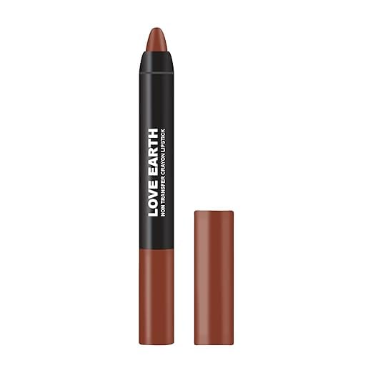 Love Earth Non Transfer Crayon Lipstick-Coffee Rose | Lightweight & Longlasting, Smudge Proof,Transferproof, Matte Lipstick | Crayon Lipstick up to 12 Hours Stay -3.5g