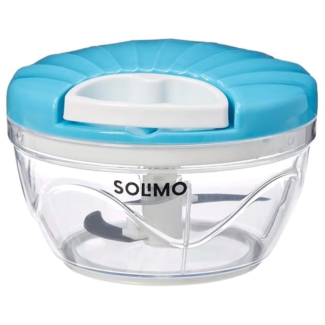 Amazon Brand - Solimo Plastic 500 ml Large Vegetable Chopper with 3 Blades, Blue