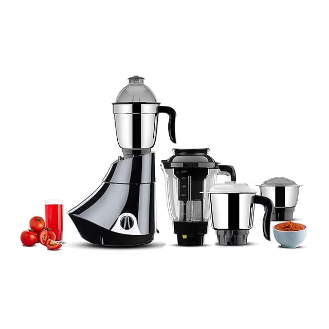 Butterfly Smart 750 Watts Mixer Grinder with 4 Jars | 3 Stainless Steel Multipurpose Jars & 1 Juicer Jar | ABS Body | Heavy Duty Motor | 2 Years Manufacturer's Warranty | Grey