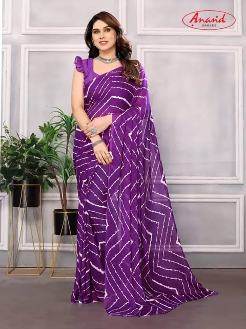 Graphic Print Bollywood Georgette Saree  (Purple)