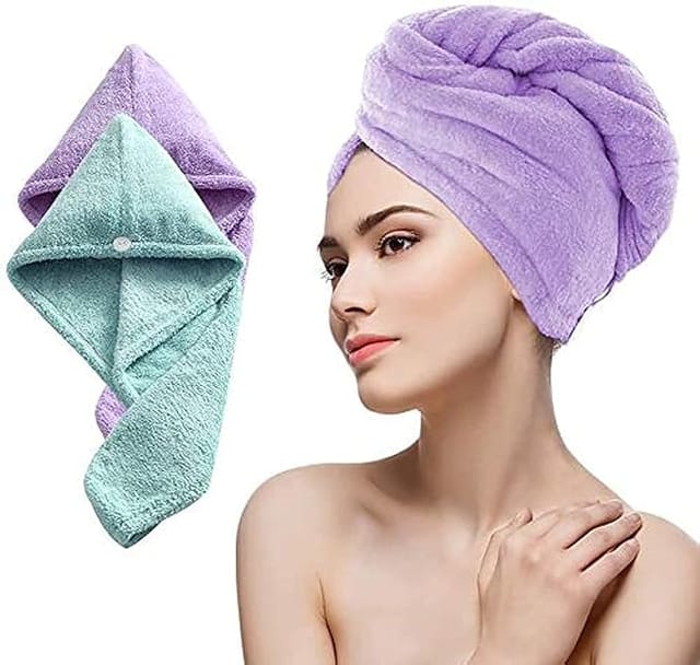 Fezora® Hair Towel Wrap Absorbent Towel Hair-Drying Bathrobe Magic Hair Warp Towel Super Quick-Drying Microfiber 500 GSM Bath Towel Hair Dry Cap Salon Towel (Multicolor)