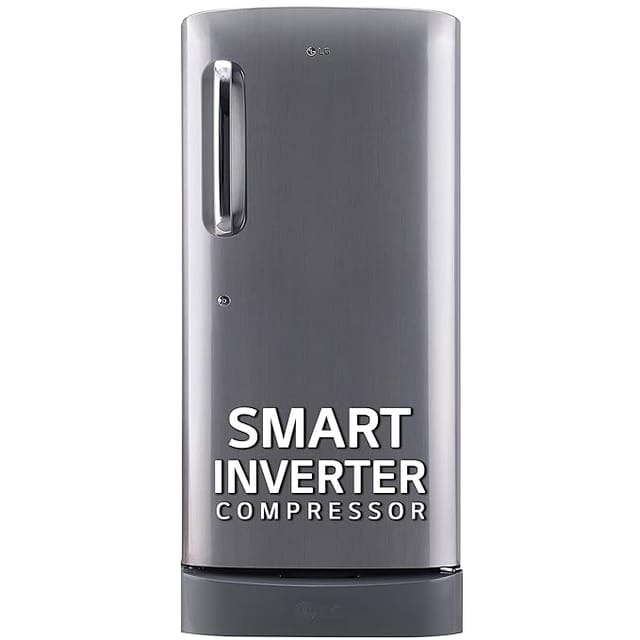 LG 185 L 5 Star Inverter Direct-Cool Single Door Refrigerator (GL-D201APZU, Shiny Steel, Base stand with drawer)