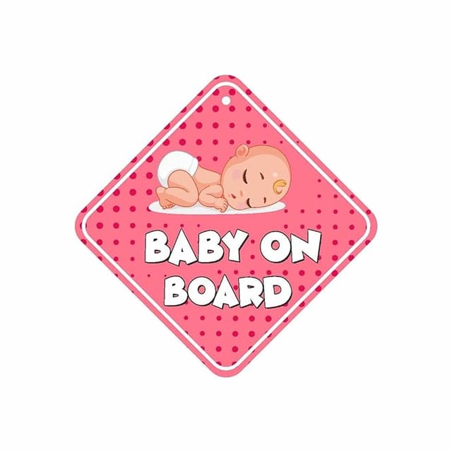 CVANU Kids Sticker Baby On Board Sleeping Child/Baby Vehicle Decal, Window Hanging Safety Sign for Car - Pink Colour Size(6inch x 6inch) (Pack of 2)