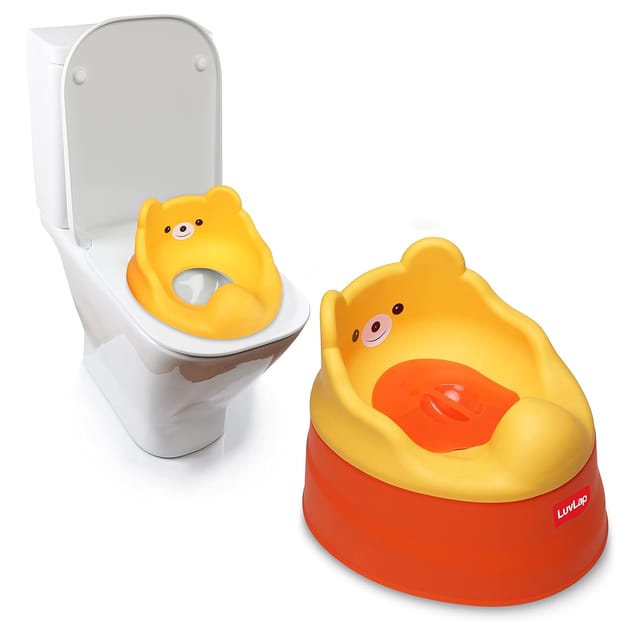 LuvLap Adaptable 2 in 1 Potty Training Seat for 1 + Year child, potty trainer with Detachable Potty Bowl, Suitable for potty training of Boys & Girls (Orange & Yellow), Plastic