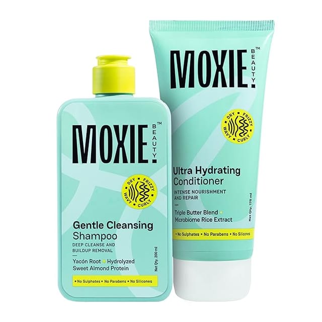 Moxie Beauty Shampoo & Conditioner Combo |1.5x Stronger hair | Paraben and Sulfate-Free | Rinse & Shine Duo | Gentle Cleansing Shampoo (200ml) & Ultra Hydrating Conditioner (175ml)