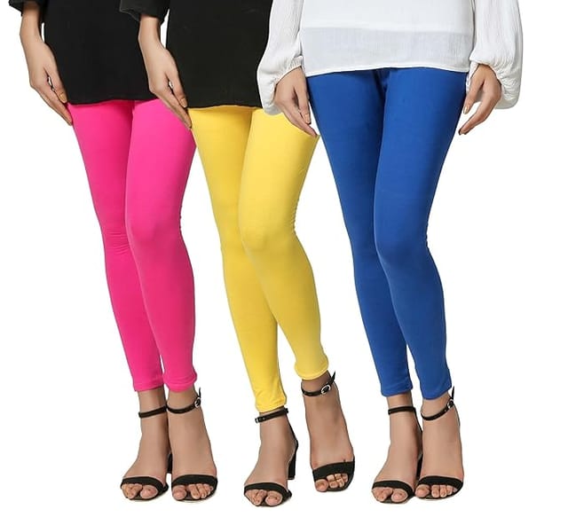 SwaNit Ankle Length Leggings Combo for Women (Free Size - Pack of 3)