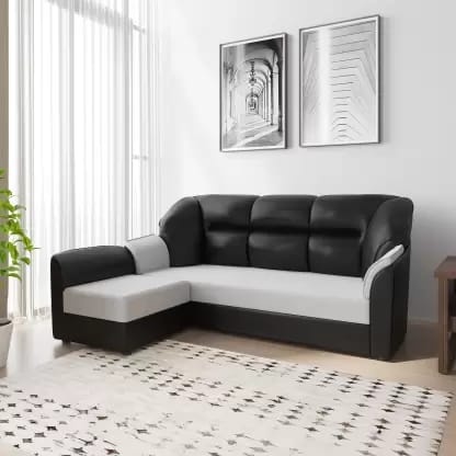 WESTIDO Cyrus Leatherette 5 Seater Sofa  (Finish Color - Black Grey, DIY(Do-It-Yourself))